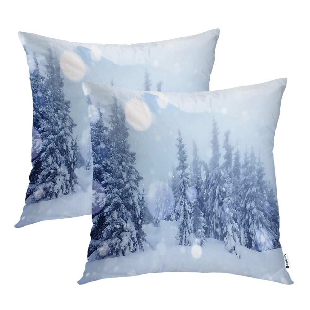 2965 Winter Pillow Covers 18x18 Inch Set of 2, Mysterious Winter Landscape